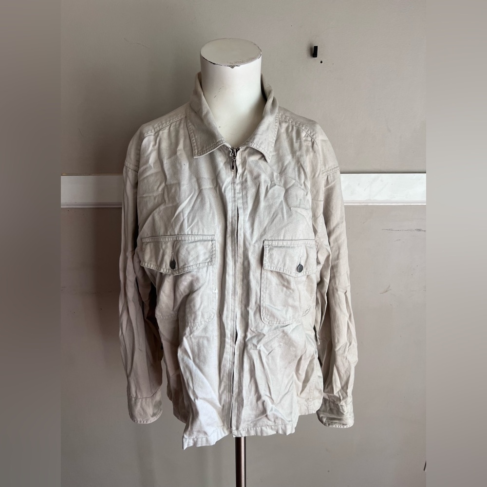 Dockers Cream Zip-Up Shirt Jacket